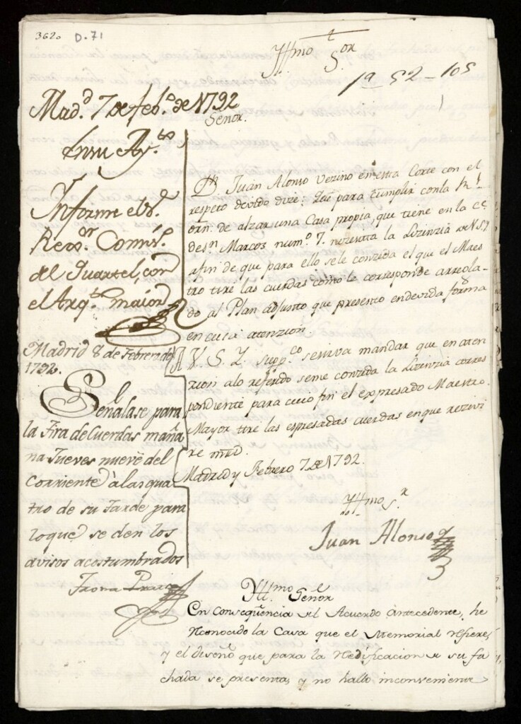 Miniatura de Licencia a Don Juan Alonso para construir en la calle de San Marcos nº 7 manzana 305