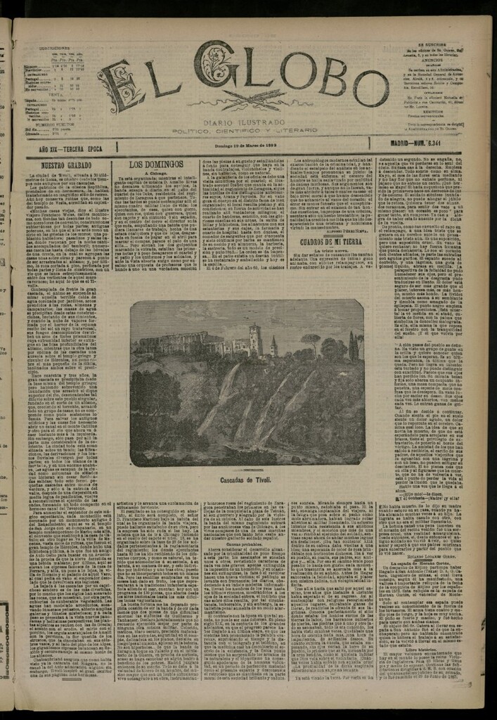 Miniatura de El Globo : diario ilustrado del 19 de marzo de 1893, nº 6341