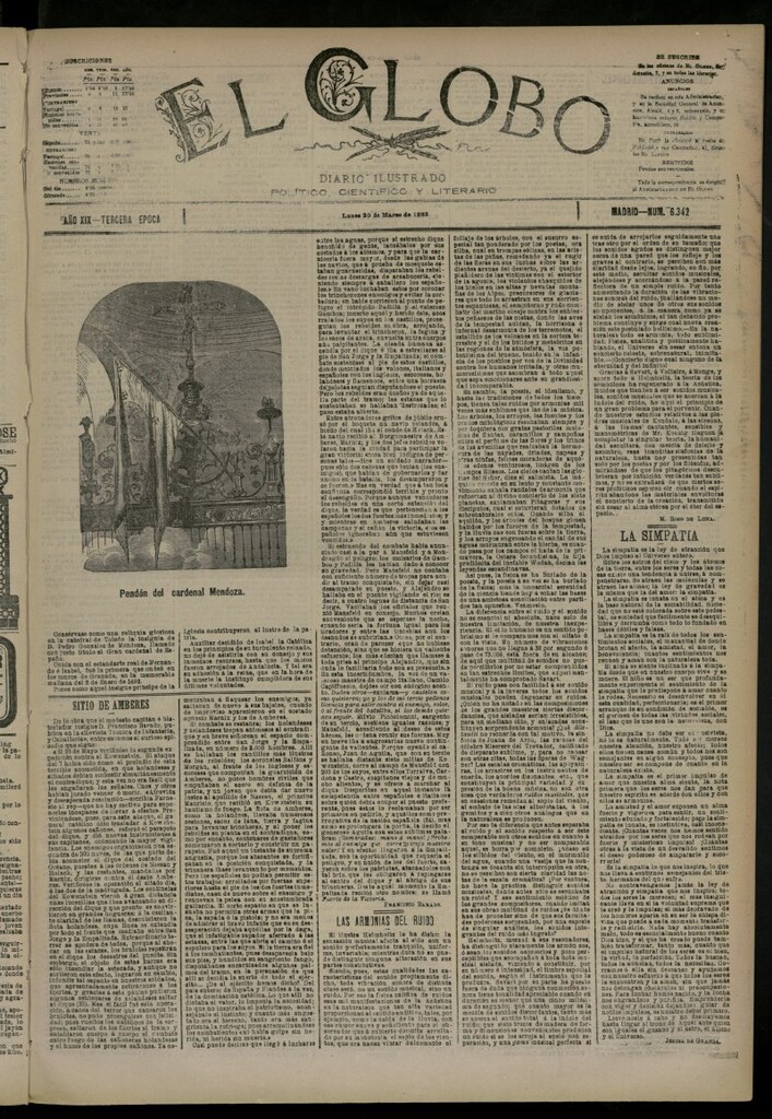 Miniatura de El Globo : diario ilustrado del 20 de marzo de 1893, nº 6342