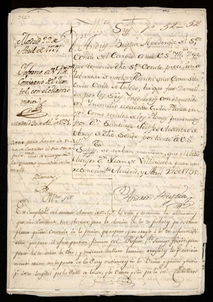 Miniatura de Licencia a D. Andrés Beytias por el Conde de Carpio para construir en la calle de Toledo nº 7