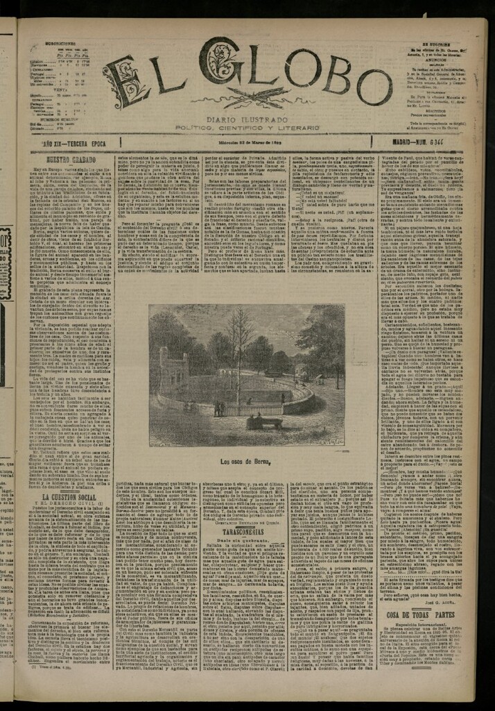 Miniatura de El Globo : diario ilustrado del 22 de marzo de 1893, nº 6344