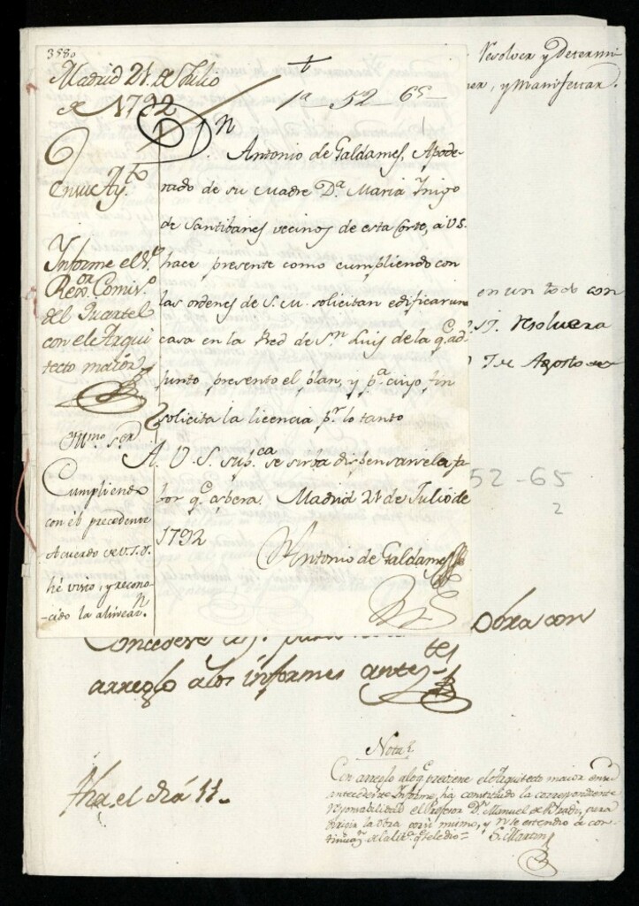Miniatura de Licencia a Don Antonio de Galdames por Doña María Iñigo SantIbáñez para construir en la Red de San Luis nº 39 manzana 291