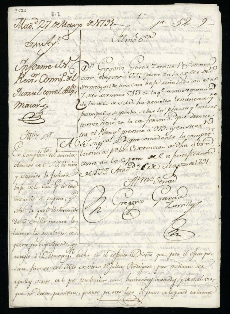 Miniatura de Licencia a Don Gregorio García Zorrilla en la calle de San Hermenegildo nº 7 manzana 543