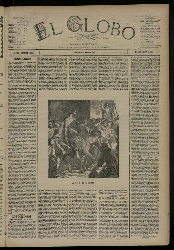 Miniatura de El Globo : diario ilustrado del 26 de marzo de 1893, nº 6348