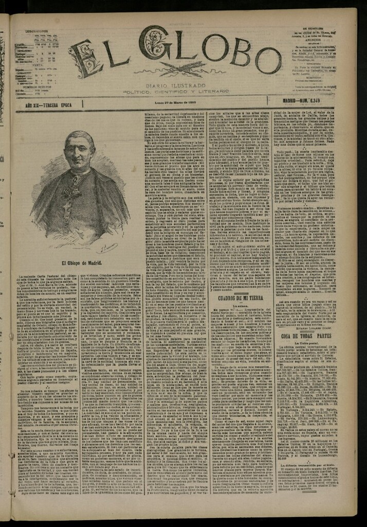 Miniatura de El Globo : diario ilustrado del 27 de marzo de 1893, nº 6349