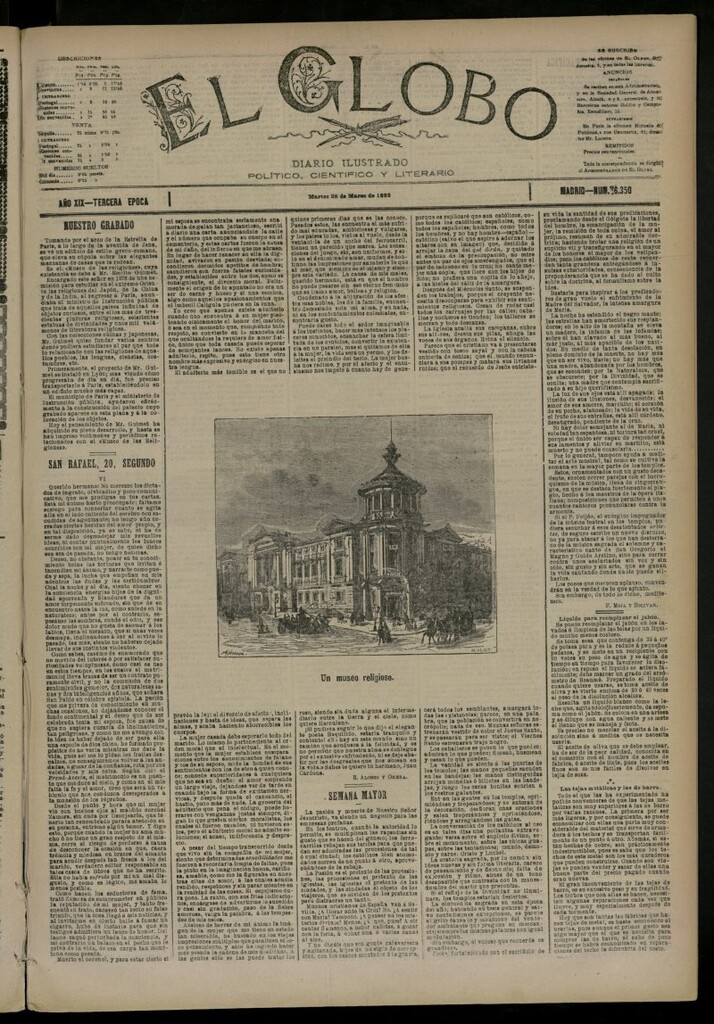 Miniatura de El Globo : diario ilustrado del 28 de marzo de 1893, nº 6350