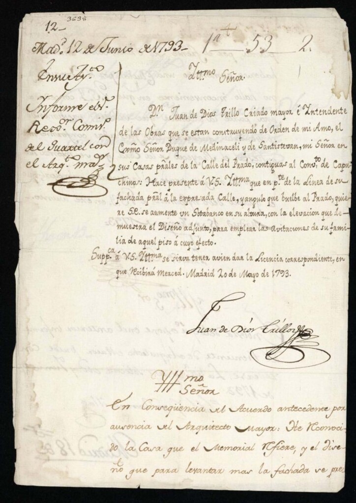Miniatura de Licencia a Don Juan de Dios por el Duque de Medinaceli para construir en la calle del Prado