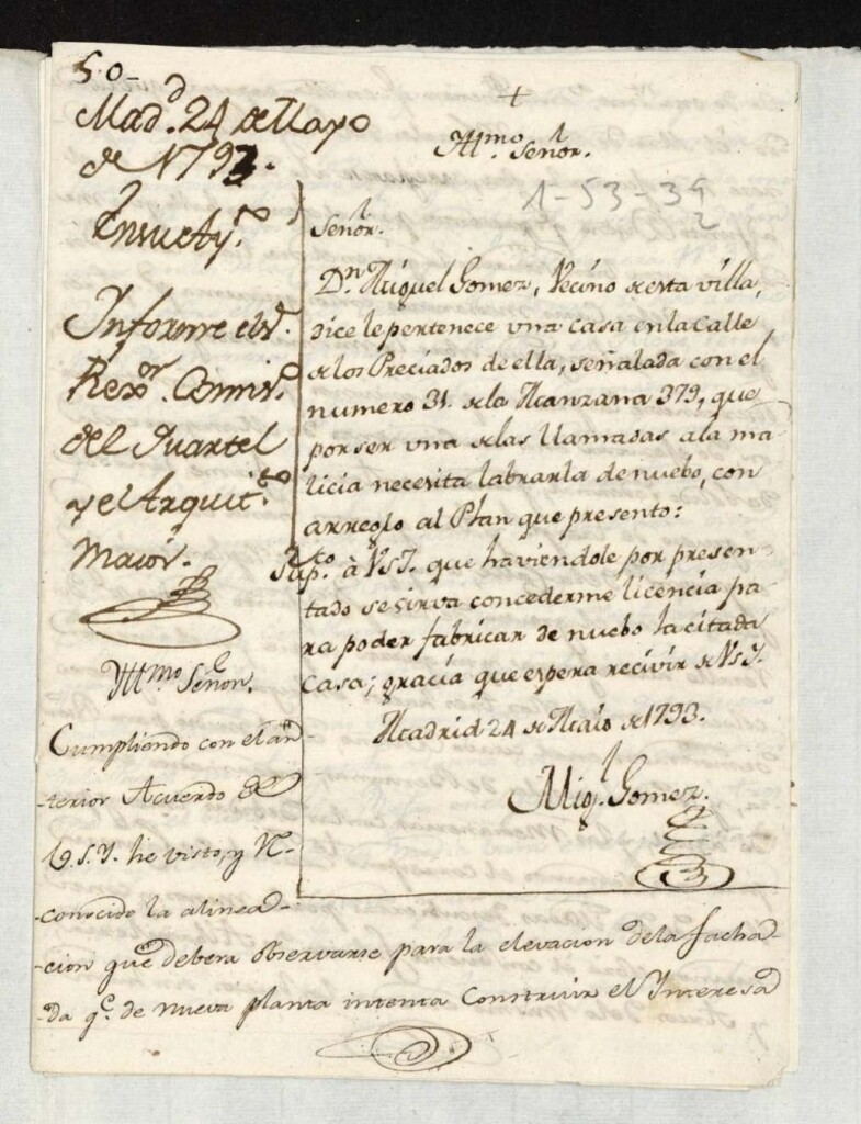 Miniatura de Licencia a Don Miguel Gómez para construir en la calle de Preciados nº 31 manzana 379