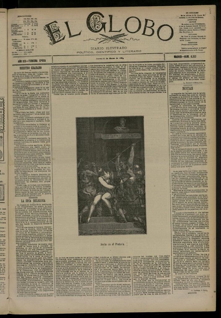 Miniatura de El Globo : diario ilustrado del 30 de marzo de 1893, nº 6352
