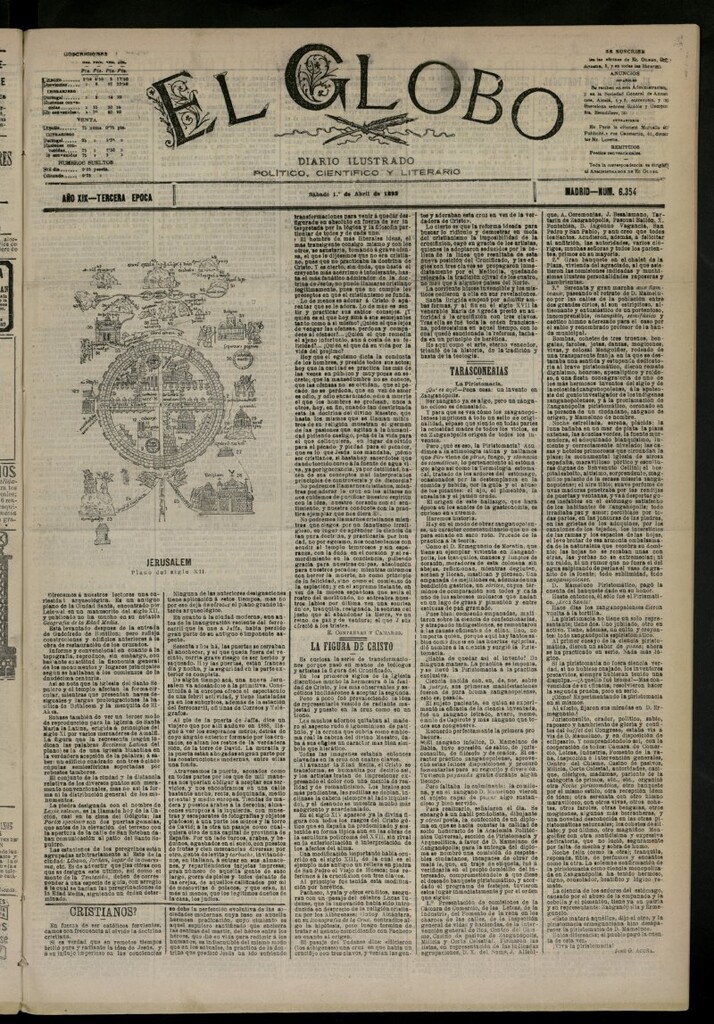 Miniatura de El Globo : diario ilustrado del 1 de abril de 1893, nº 6354