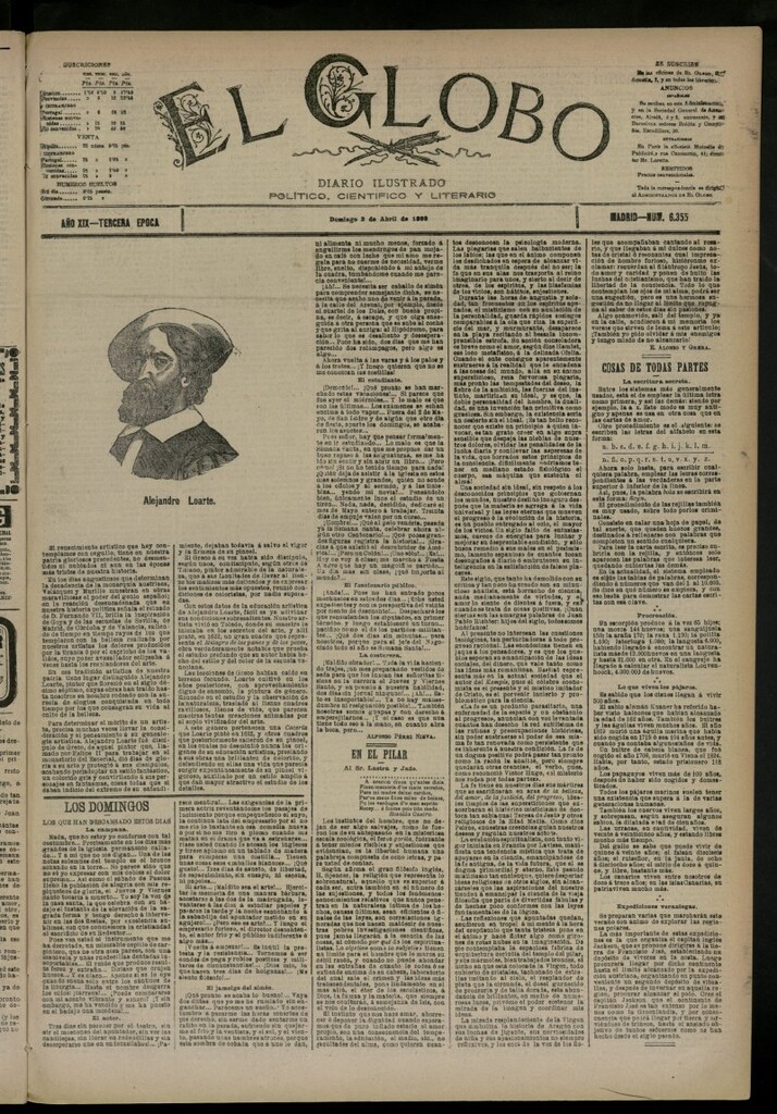 Miniatura de El Globo : diario ilustrado del 2 de abril de 1893, nº 6355