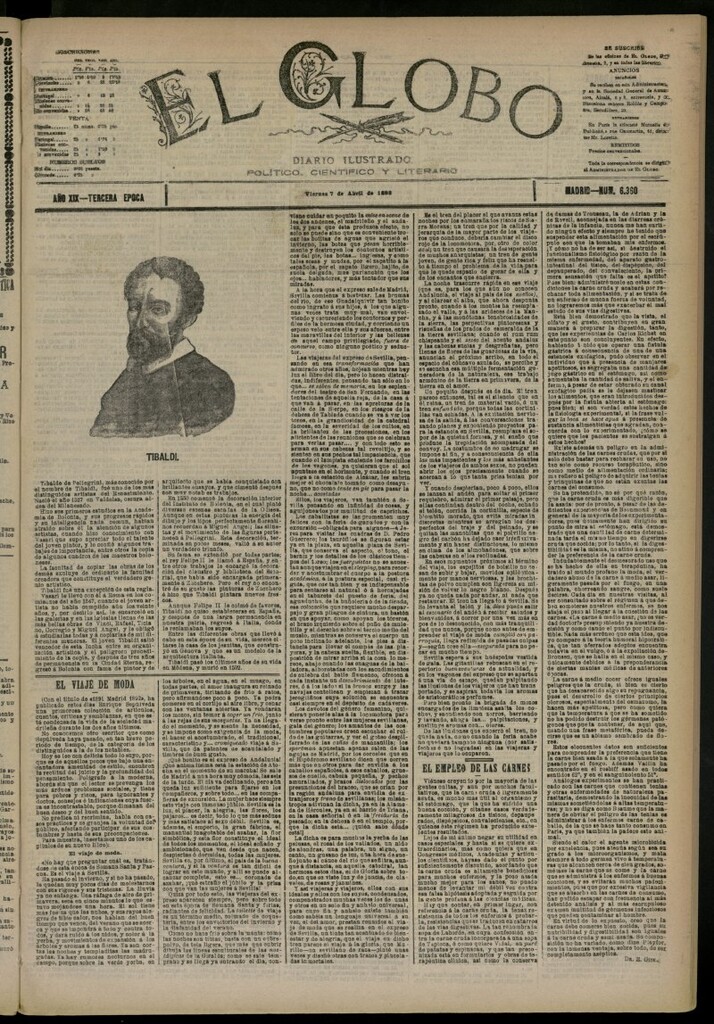 Miniatura de El Globo : diario ilustrado del 7 de abril de 1893, nº 6360