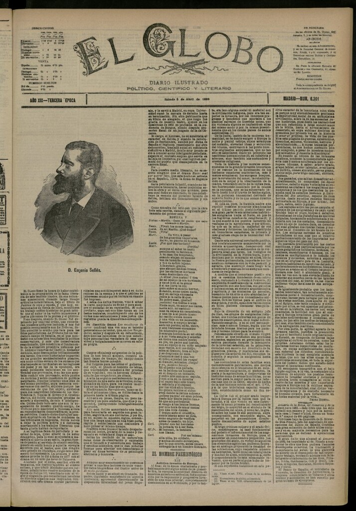 Miniatura de El Globo : diario ilustrado del 8 de abril de 1893, nº 6361