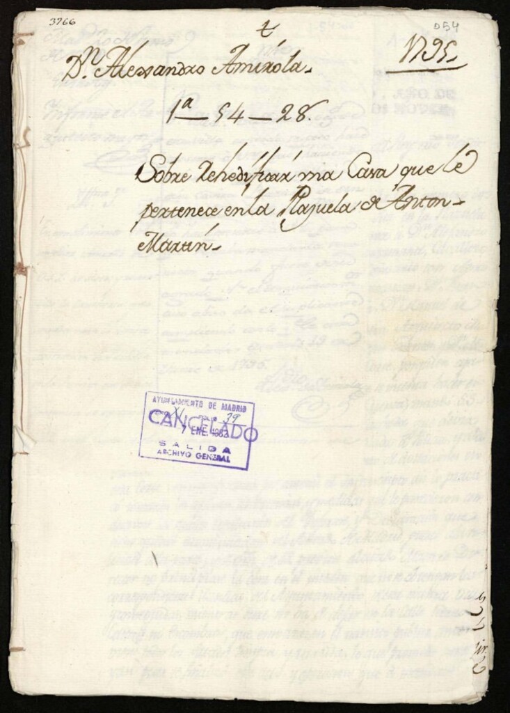 Miniatura de Licencia a Don Alejandro Amirola para reedificar en la la plazuela de Antón Martín nº 12 manzana 155