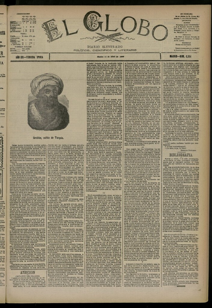 Miniatura de El Globo : diario ilustrado del 11 de abril de 1893, nº 6364