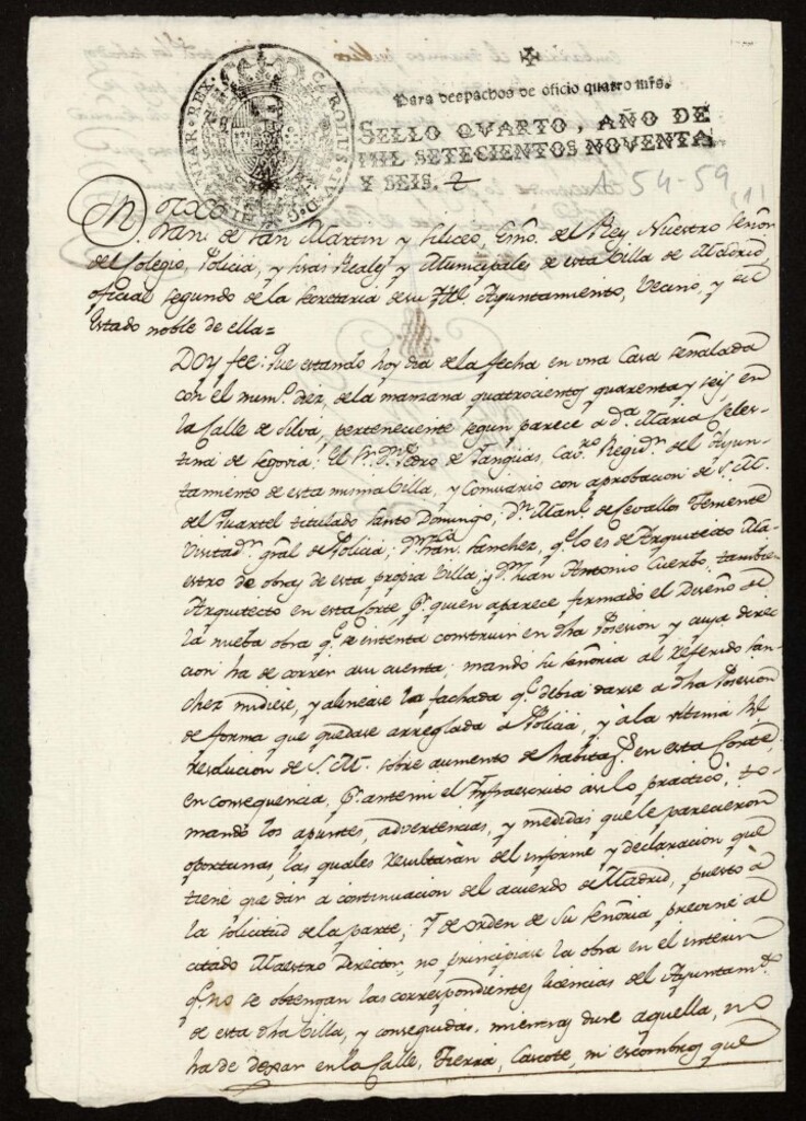 Miniatura de Licencia a Don Manuel Domingo de Armestoi apoderado de Doña Celestina Segovia para reedificar una casa en la calle de Silva nº 10, manzana 446