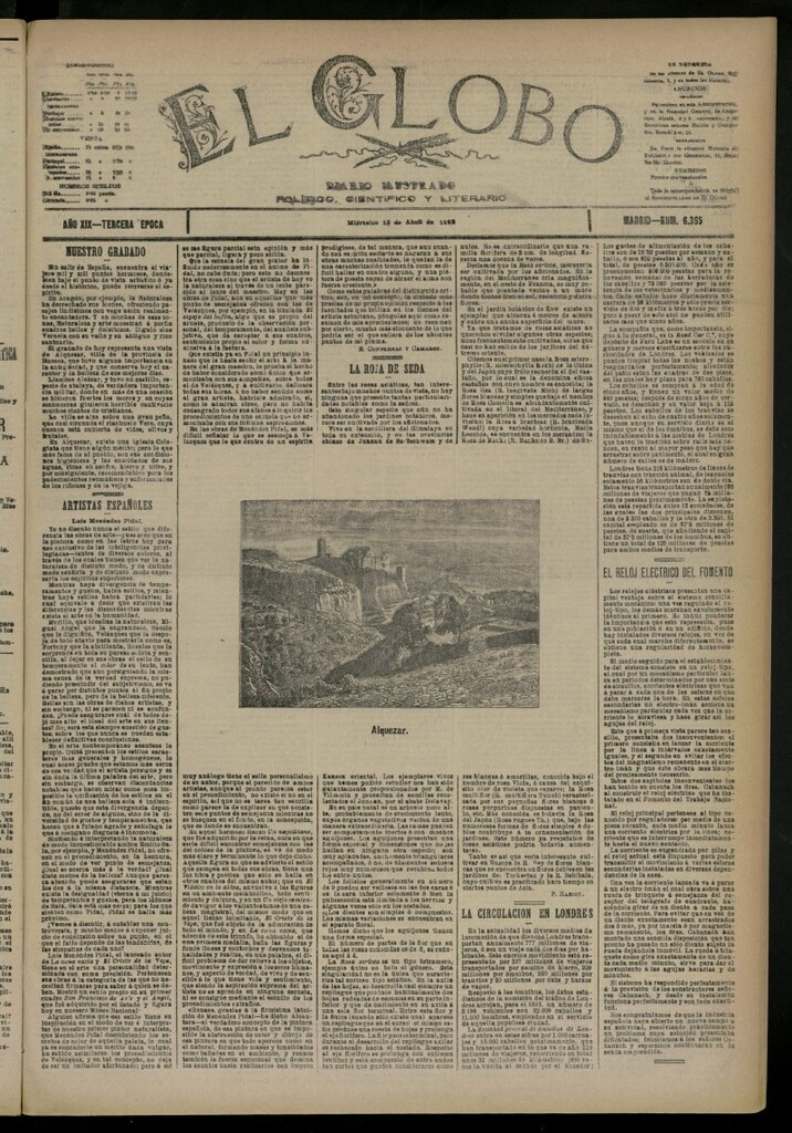 Miniatura de El Globo : diario ilustrado del 12 de abril de 1893, nº 6365