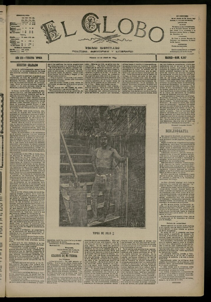Miniatura de El Globo : diario ilustrado del 14 de abril de 1893, nº 6367