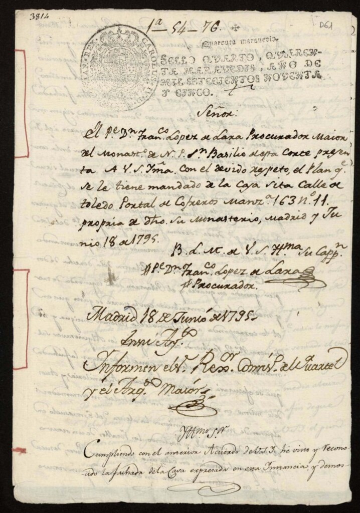 Miniatura de Licencia a Francisco López de Lara prior del Monasterio de San Basilio para reedificar en la calle de Toledo nº 11 manzana 163