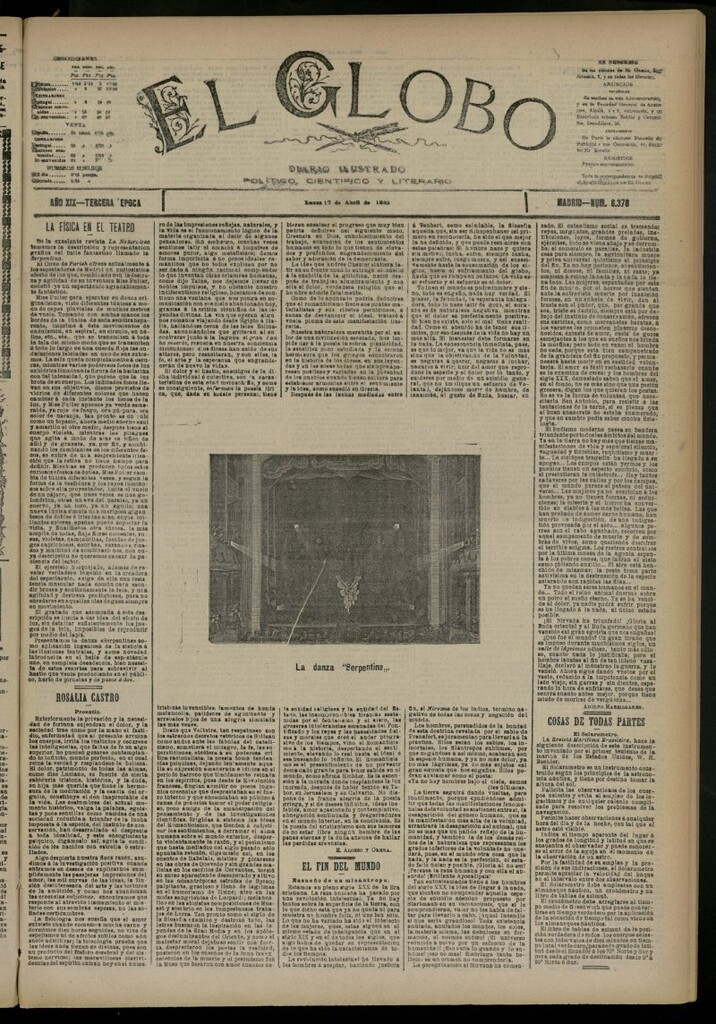 Miniatura de El Globo : diario ilustrado del 17 de abril de 1893, nº 6370