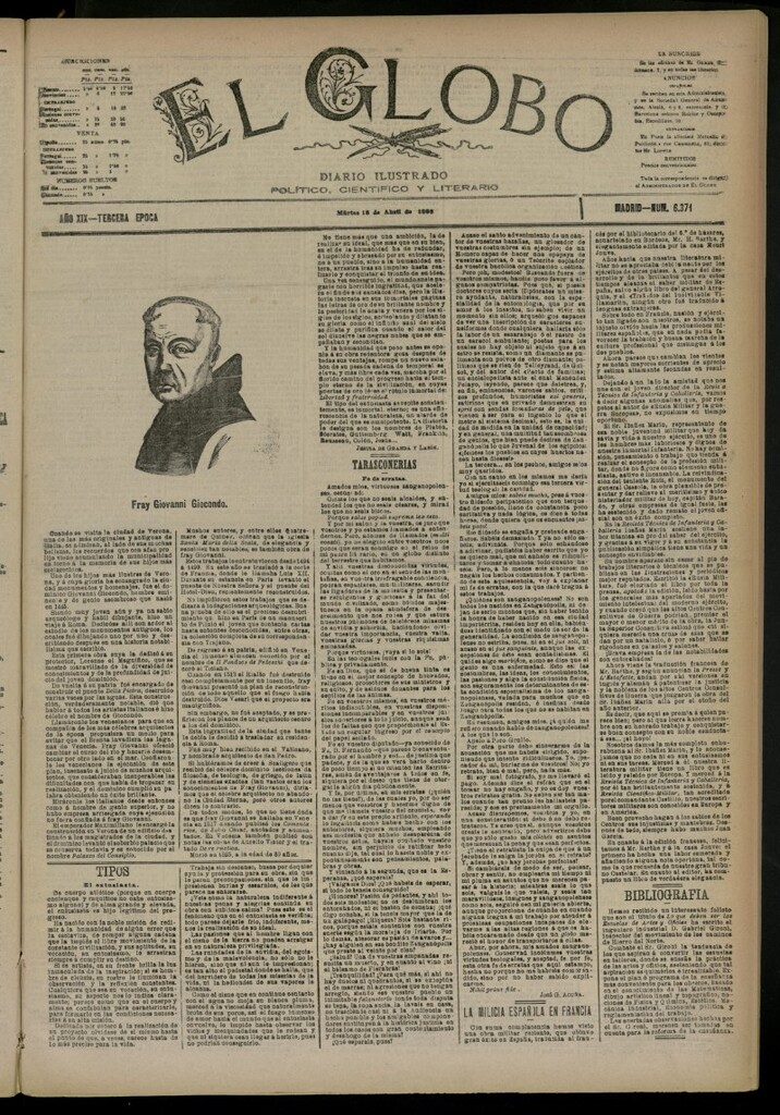 Miniatura de El Globo : diario ilustrado del 18 de abril de 1893, nº 6371