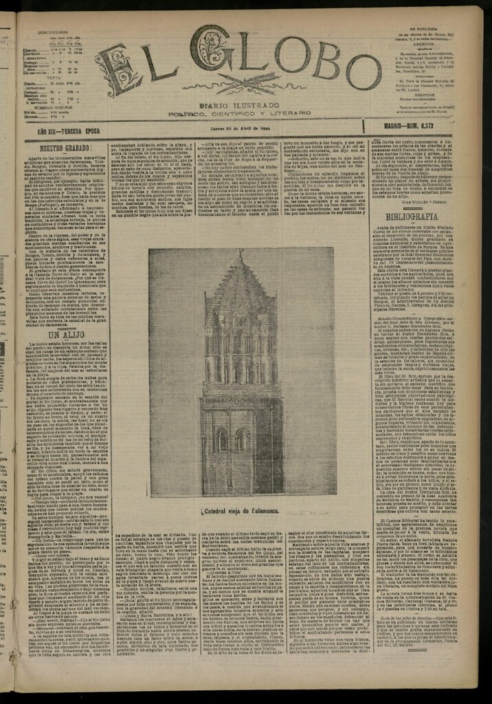 Miniatura de El Globo : diario ilustrado del 20 de abril de 1893, nº 6373