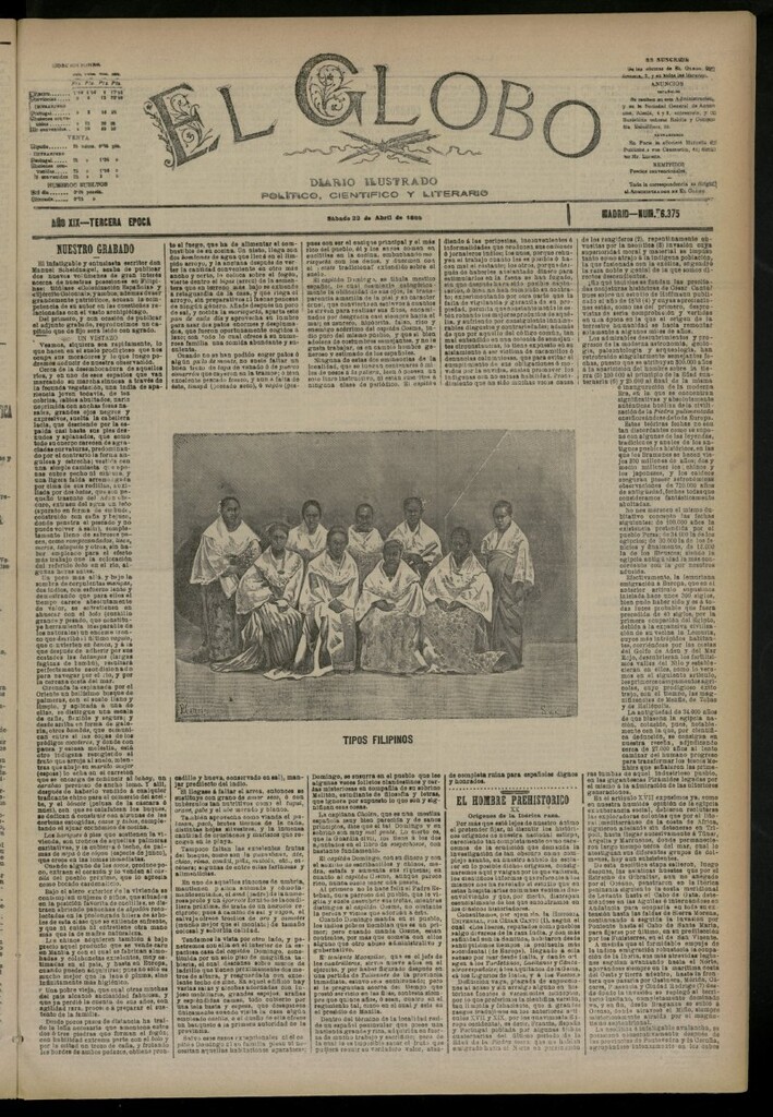Miniatura de El Globo : diario ilustrado del 22 de abril de 1893, nº 6375
