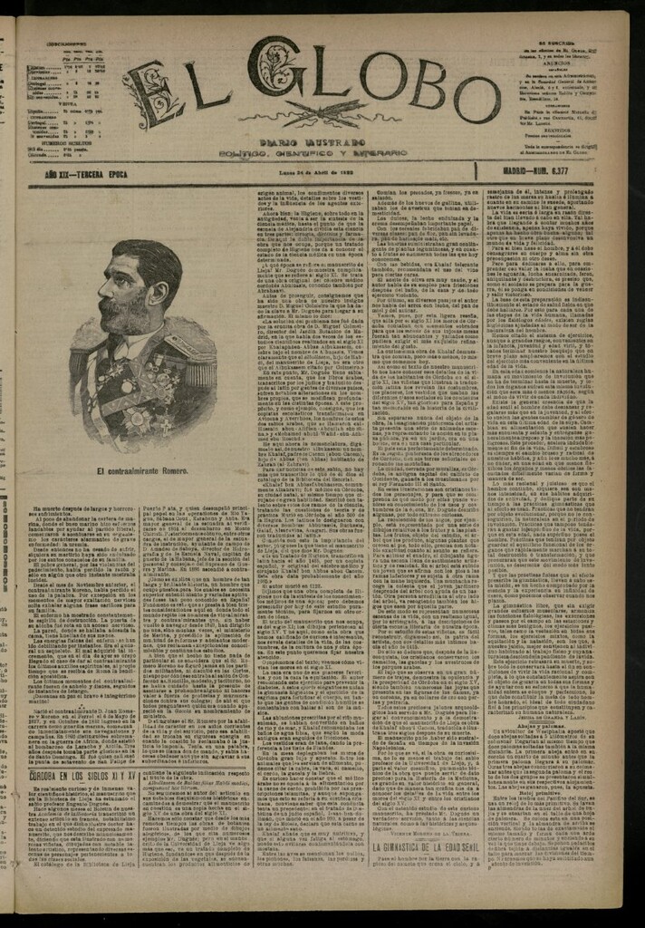 Miniatura de El Globo : diario ilustrado del 24 de abril de 1893, nº 6377