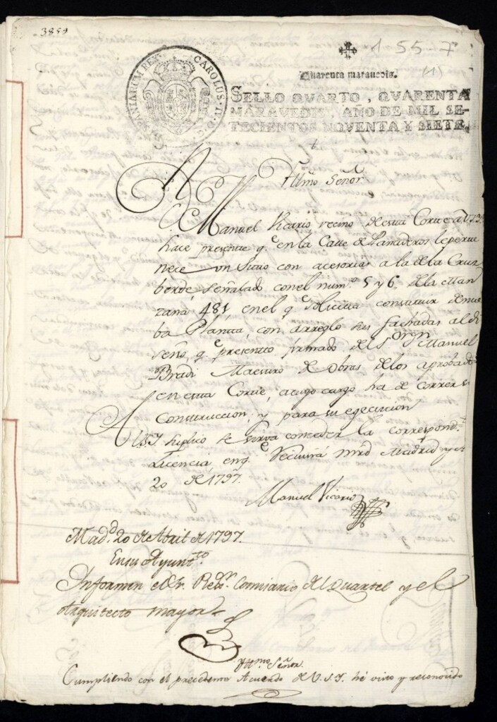 Miniatura de Licencia a Don Manuel Vicario para construir una casa en la calle de Panaderos con accesorias a la de la Cruz Verde nº 5 y 6 antiguos, manzana 481