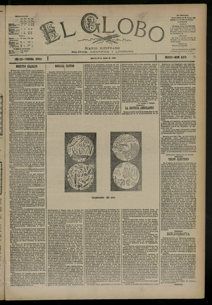 Miniatura de El Globo : diario ilustrado del 25 de abril de 1893, nº 6378