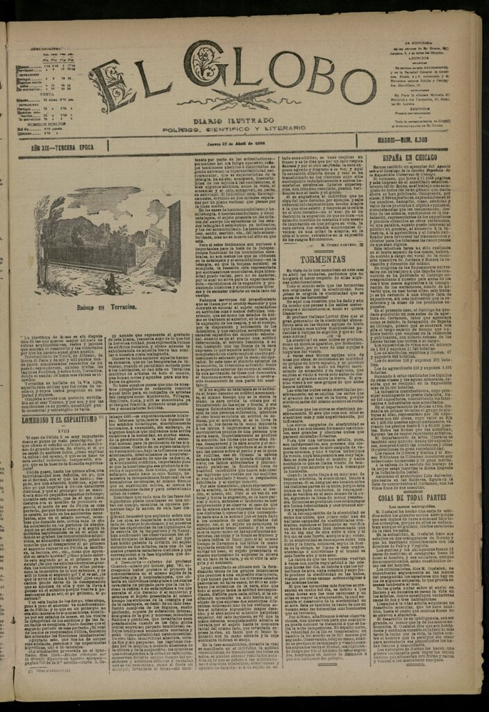 Miniatura de El Globo : diario ilustrado del 27 de abril de 1893, nº 6380