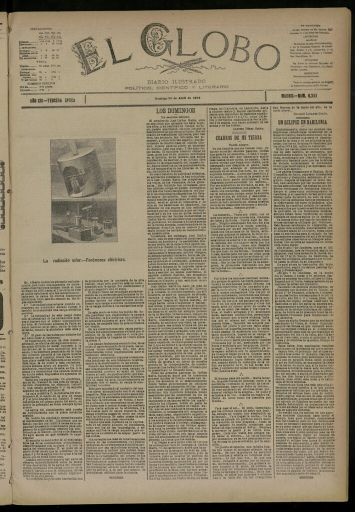 Miniatura de El Globo : diario ilustrado del 30 de abril de 1893, nº 6383