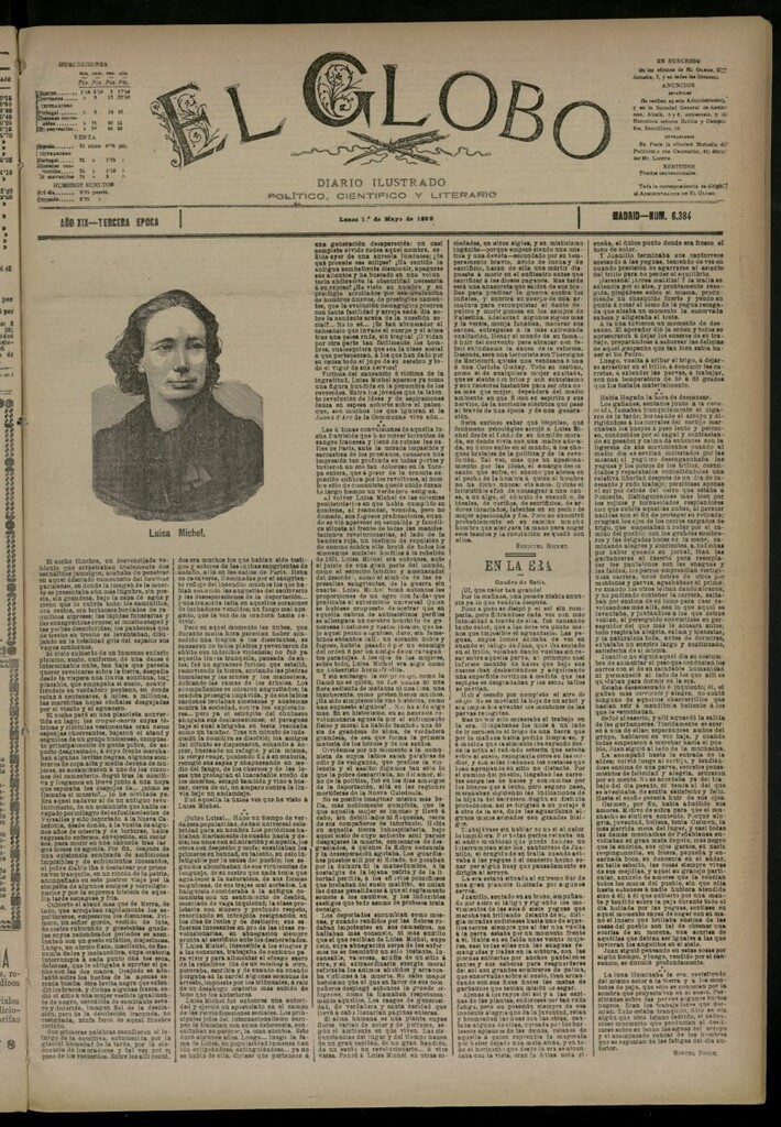 Miniatura de El Globo : diario ilustrado del 1 de mayo de 1893, nº 6384
