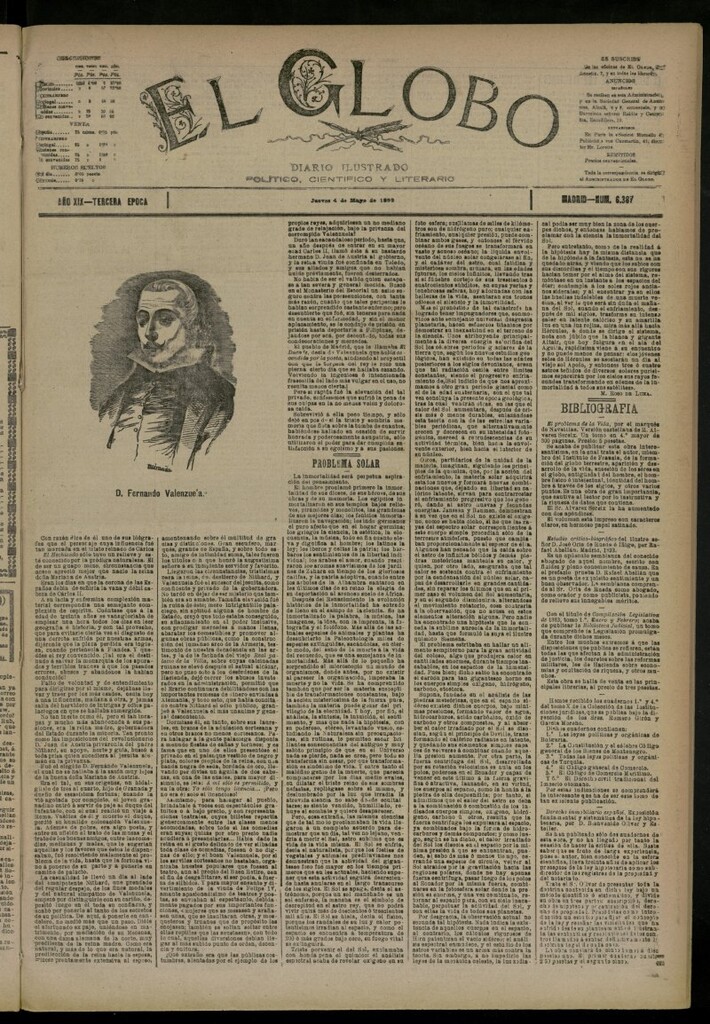 Miniatura de El Globo : diario ilustrado del 4 de mayo de 1893, nº 6387