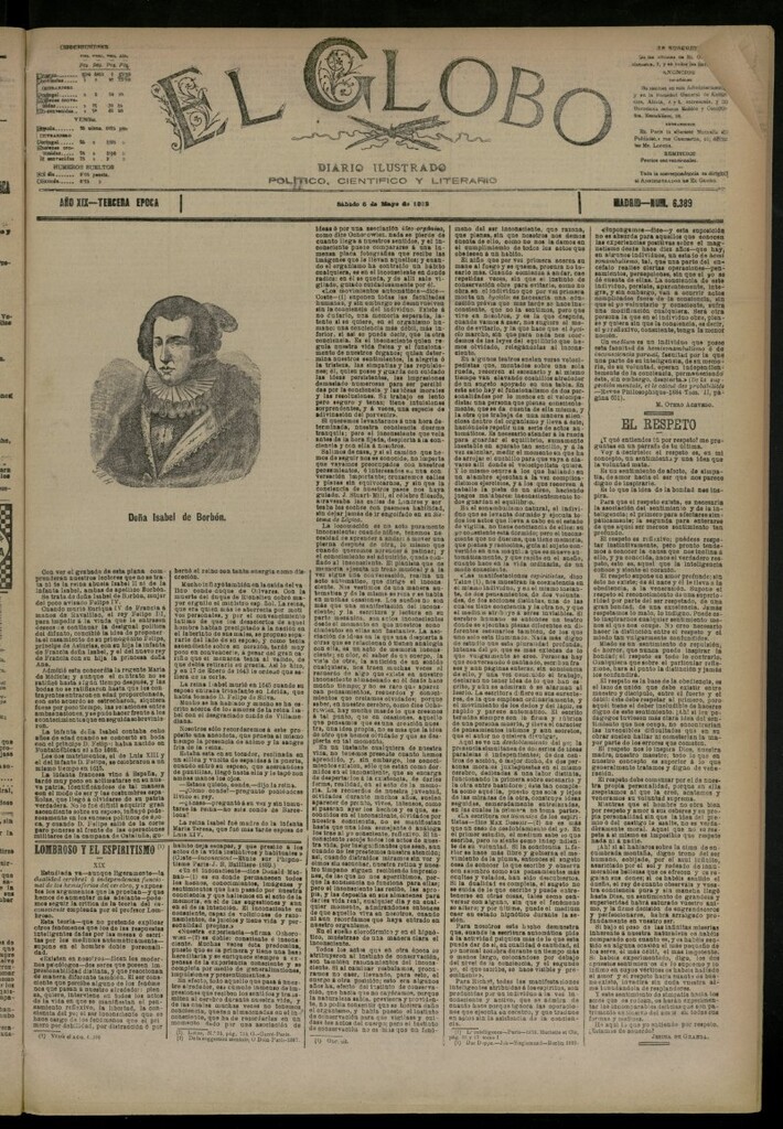 Miniatura de El Globo : diario ilustrado del 6 de mayo de 1893, nº 6389