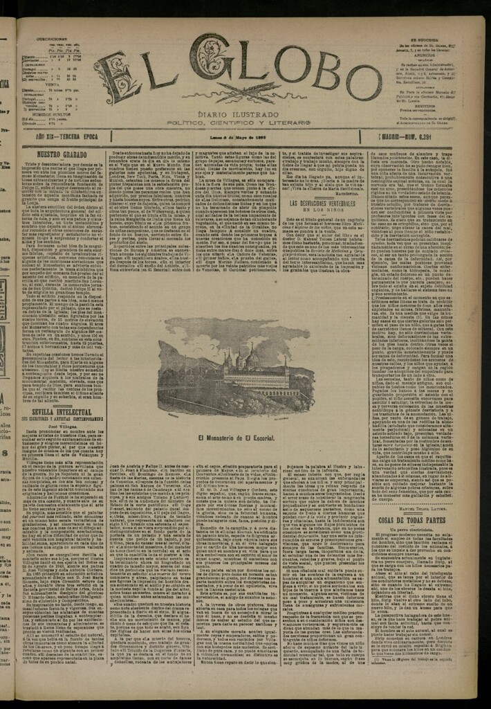 Miniatura de El Globo : diario ilustrado del 8 de mayo de 1893, nº 6391