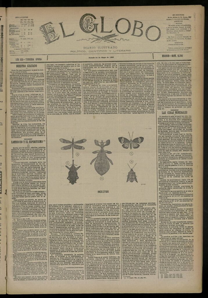 Miniatura de El Globo : diario ilustrado del 13 de mayo de 1893, nº 6396