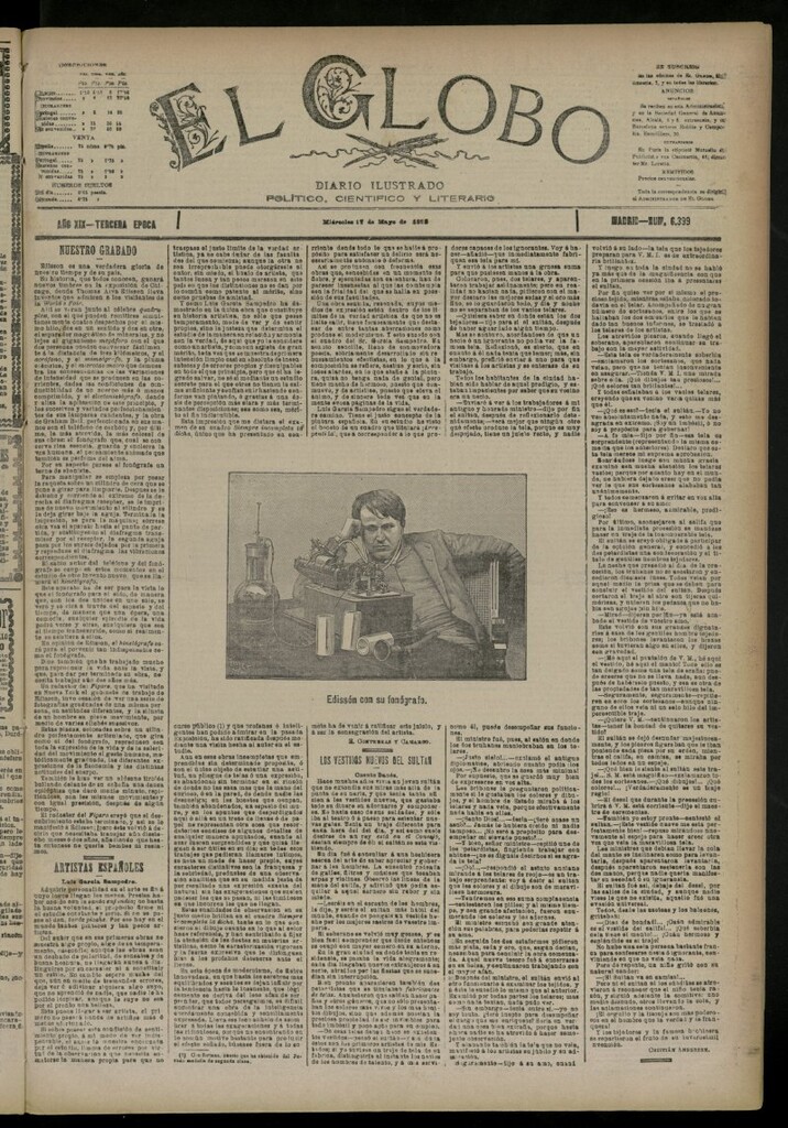 Miniatura de El Globo : diario ilustrado del 17 de mayo de 1893, nº 6399