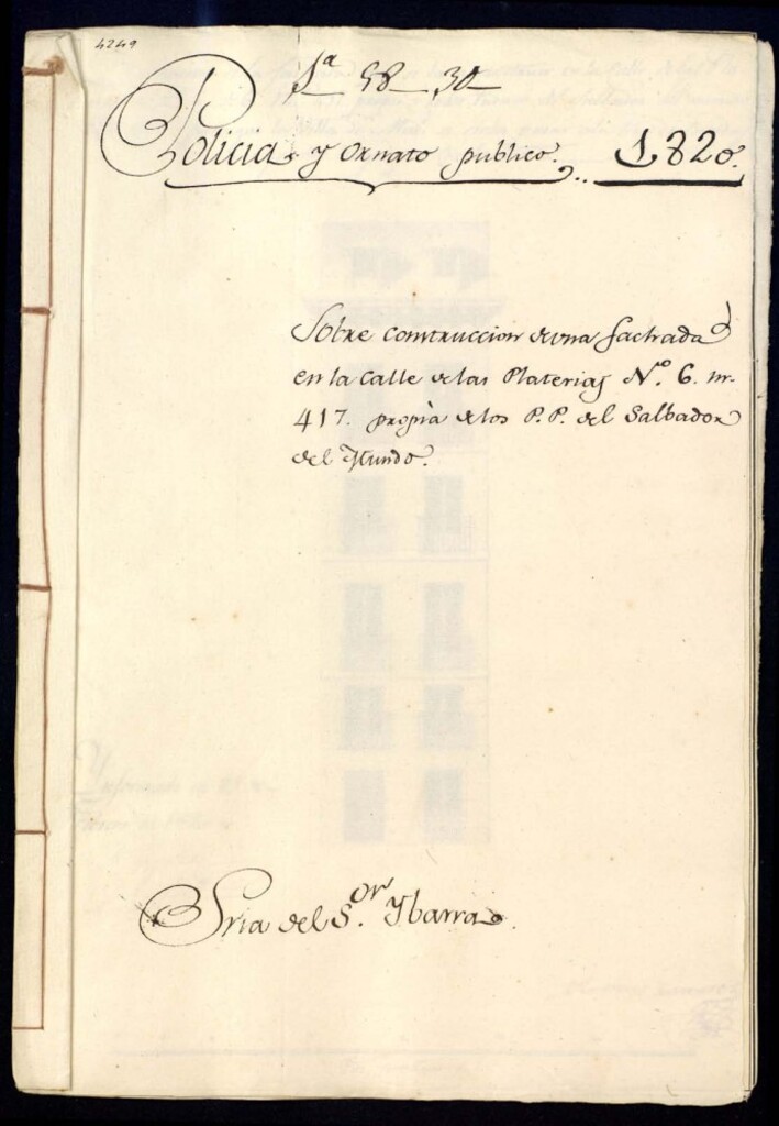 Miniatura de Licencia sobre construcción de una fachada en la calle de las Platerías, nº 6, manzana 417, propia de los Padres del Salvador.