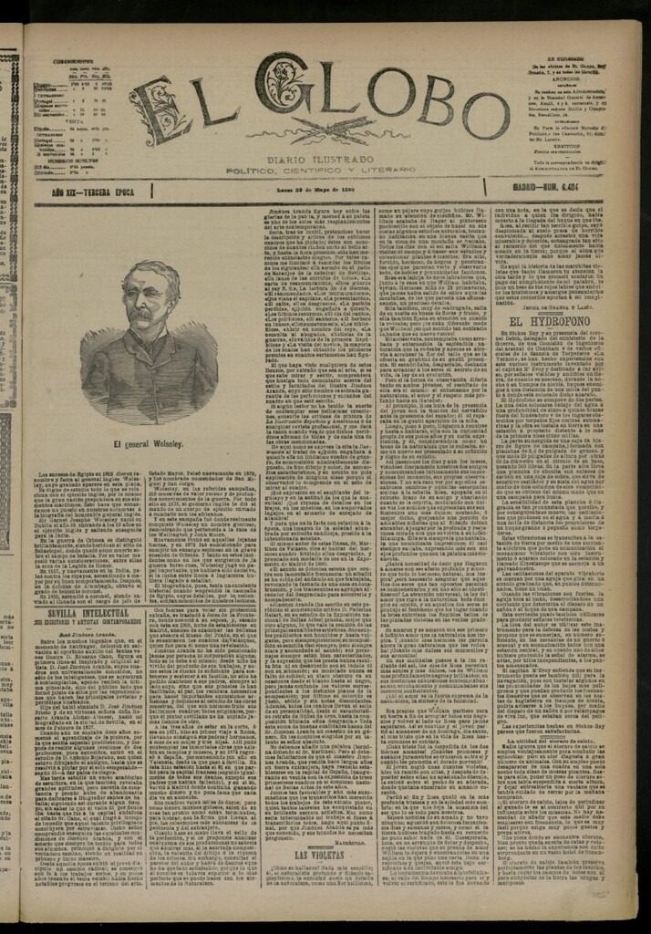 Miniatura de El Globo : diario ilustrado del 22 de mayo de 1893, nº 6404