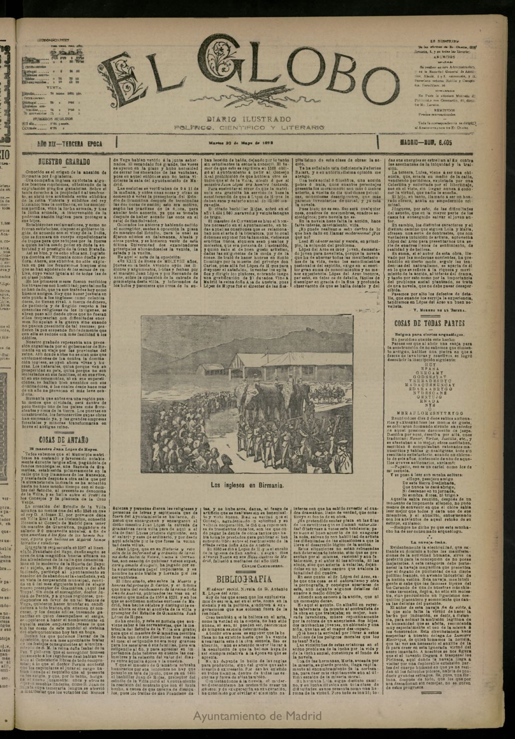 Miniatura de El Globo : diario ilustrado del 23 de mayo de 1893, nº 6405
