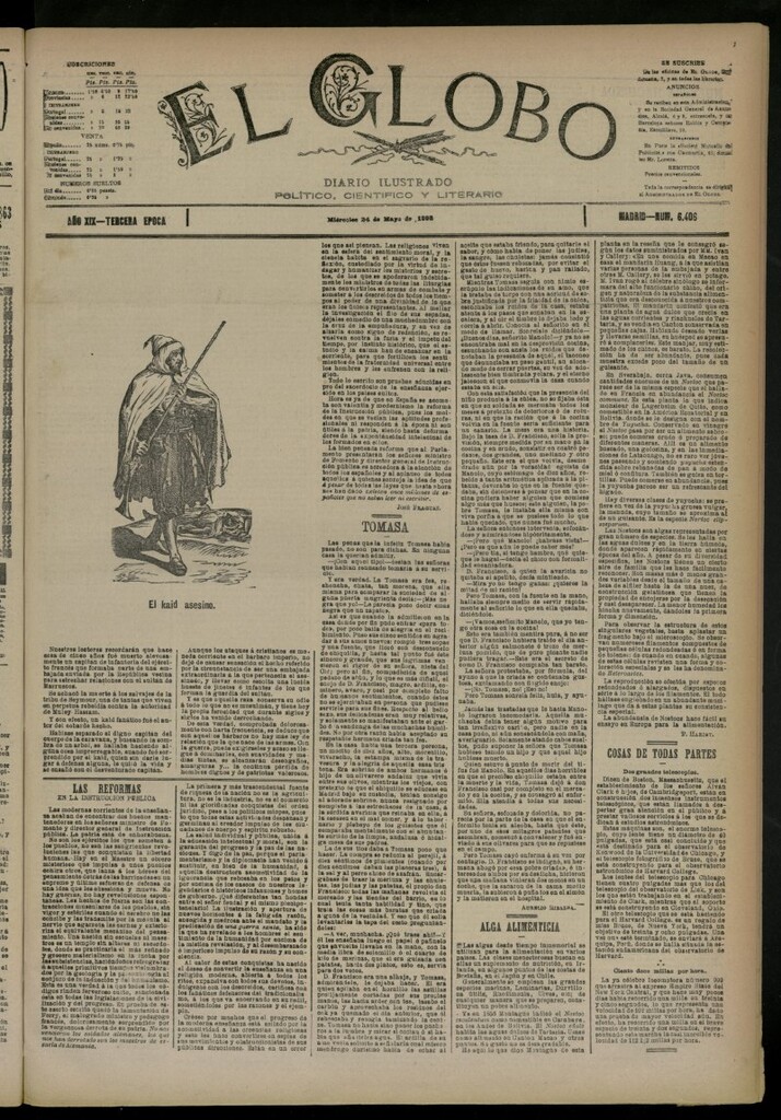 Miniatura de El Globo : diario ilustrado del 24 de mayo de 1893, nº 6406