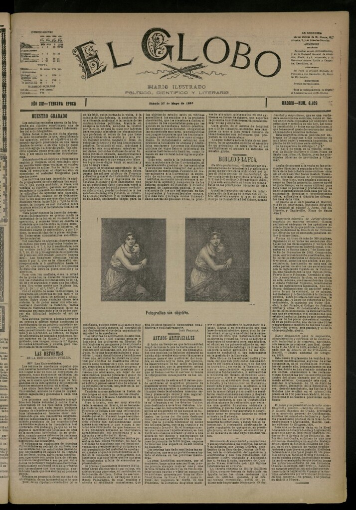 Miniatura de El Globo : diario ilustrado del 27 de mayo de 1893, nº 6409