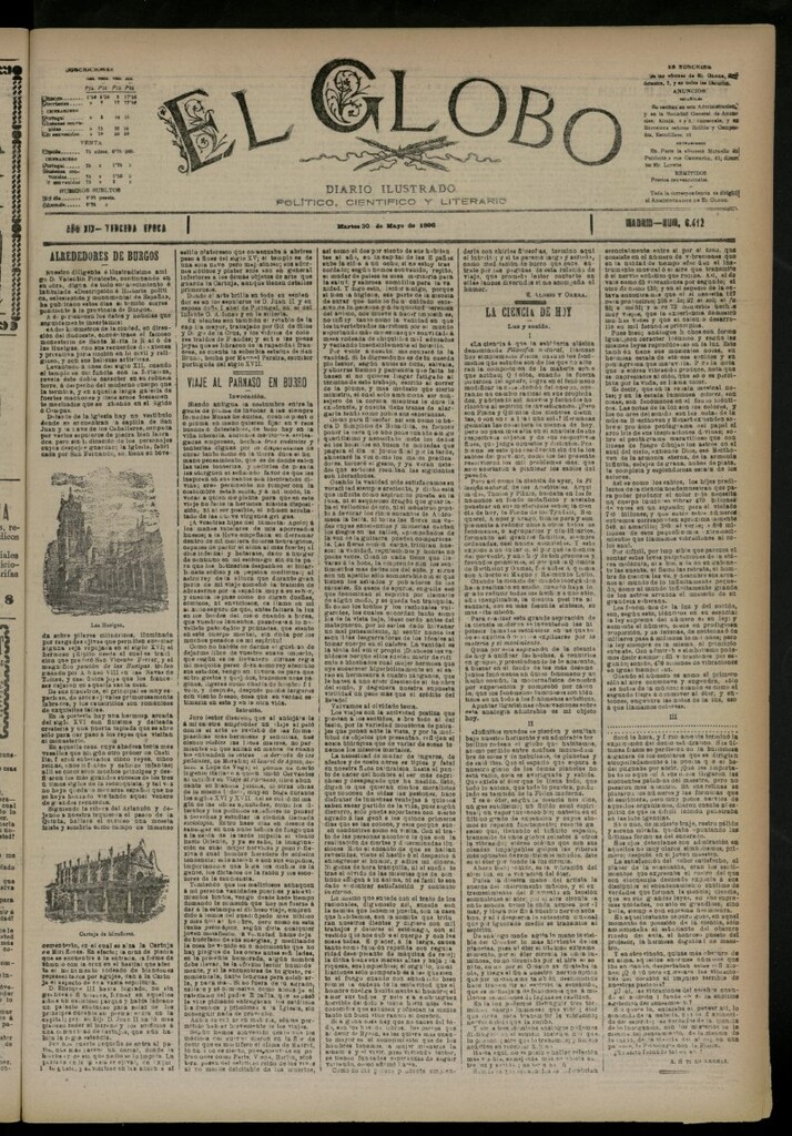 Miniatura de El Globo : diario ilustrado del 30 de mayo de 1893, nº 6412