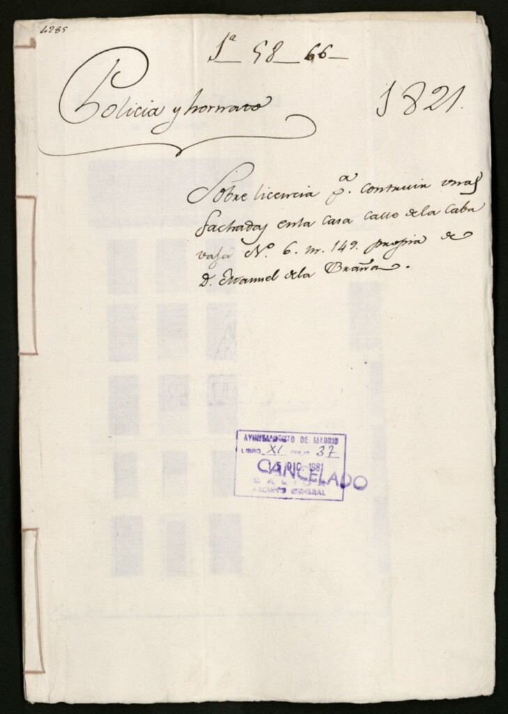 Miniatura de Licencia para construir unas fachadas en la casa de la calle de la Cava Baja, nº 6, manzana 149, propia de don Manuel de la Braña.