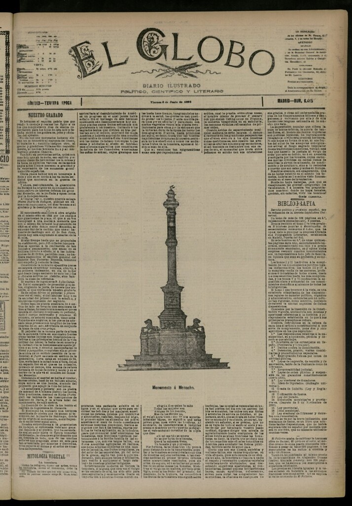 Miniatura de El Globo : diario ilustrado del 2 de junio de 1893, nº 6415