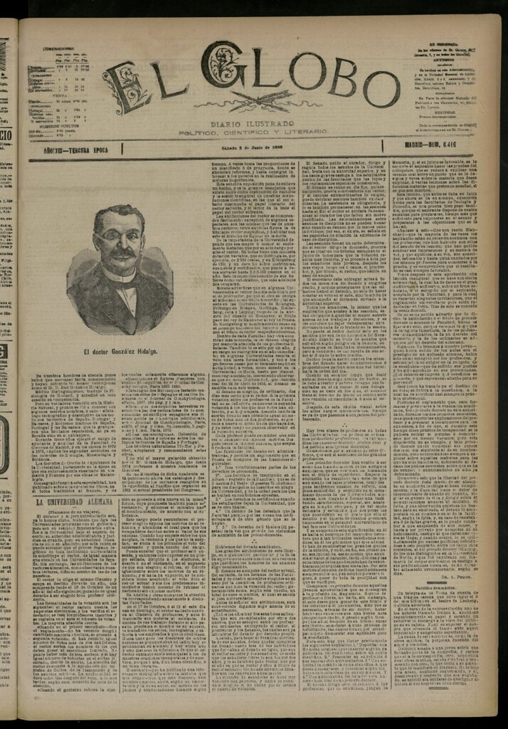 Miniatura de El Globo : diario ilustrado del 3 de junio de 1893, nº 6416