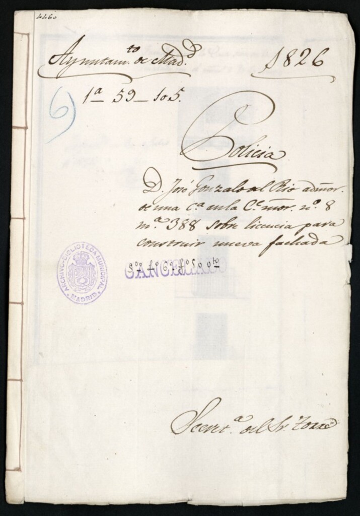 Miniatura de Don José Gonzalo del Río, administrador de una casa en la calle Mayor, 8, manzana 388, sobre licencia para construir nueva fachada.
