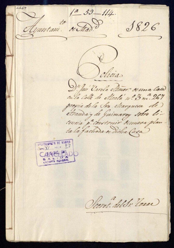 Miniatura de Don José Varela, administrador de una casa en la calle de Alcalá, 3 manzana 267, propia de la señora marquesa de Aranda y de Guimarey sobre licencia para construir de nueva plant la fachada de dicha casa
