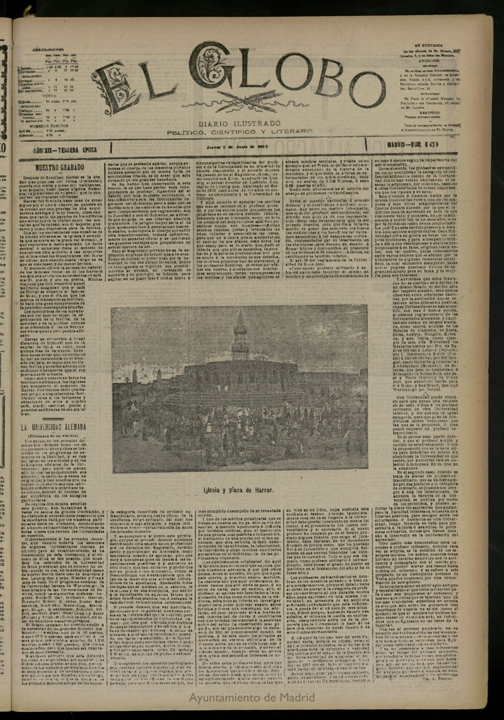 Miniatura de El Globo : diario ilustrado del 8 de junio de 1893, nº 6421